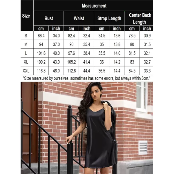 Avidlove Sexy Sleepwear for Women Satin Lingerie Chemise Slip Nightgown Dress1black