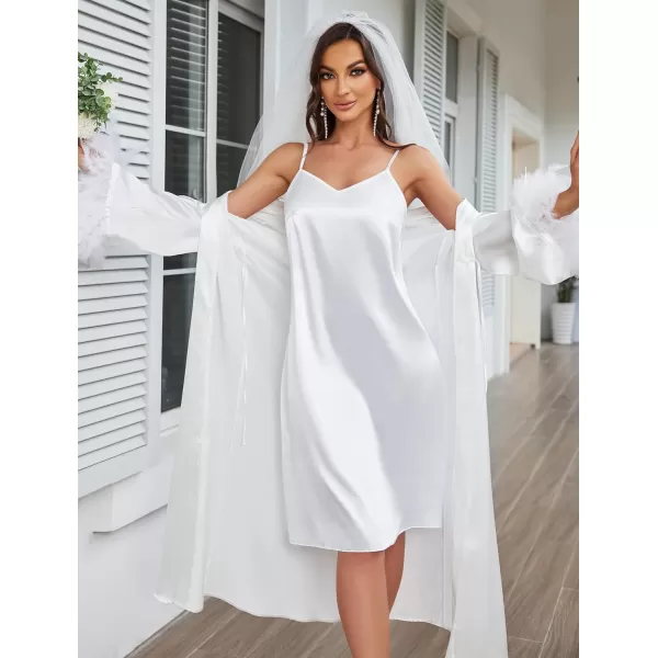 Avidlove Sexy Sleepwear for Women Satin Lingerie Chemise Slip Nightgown Dress1white