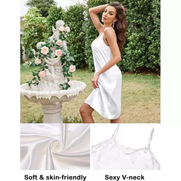 Avidlove Sexy Sleepwear for Women Satin Lingerie Chemise Slip Nightgown Dress1white