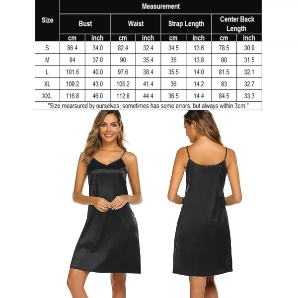 Avidlove Sexy Sleepwear for Women Satin Lingerie Chemise Slip Nightgown DressBlack