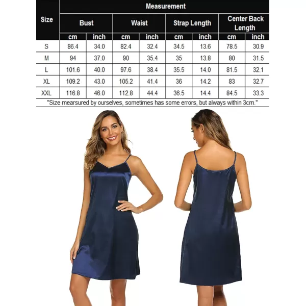 Avidlove Sexy Sleepwear for Women Satin Lingerie Chemise Slip Nightgown DressDark Blue