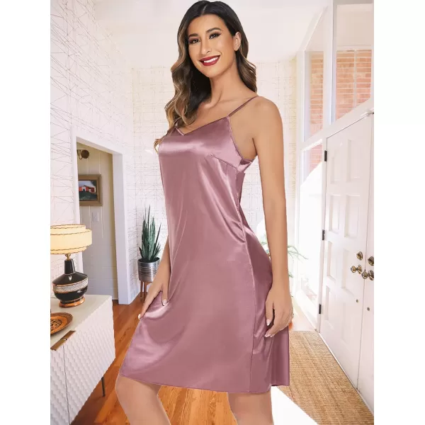 Avidlove Sexy Sleepwear for Women Satin Lingerie Chemise Slip Nightgown DressLilac