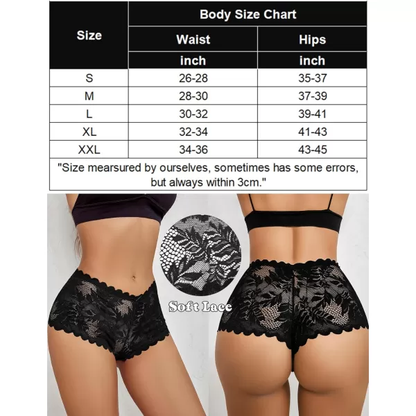 Avidlove Sexy Womens Underwear Floral Lace Boyshort Panties High Waist Cheeky Panty Pack of 4Black aBlack BBlack CBlack D