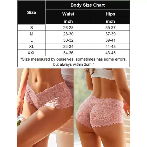 Avidlove Sexy Womens Underwear Floral Lace Boyshort Panties High Waist Cheeky Panty Pack of 4Pink aPink BPink CPink D