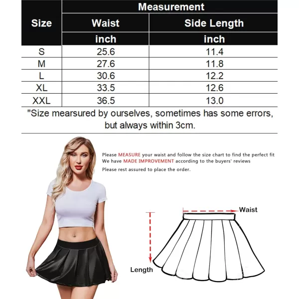 Avidlove Short Mini Skirts for Women Trendy High Waisted Leather Pleated Solid Ruffle SkirtBlack