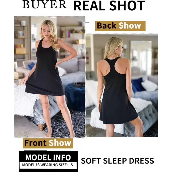 Avidlove Sleepwear for Women Tank Nightgown Chemise Racerback Sleeveless Sleep DressAblack