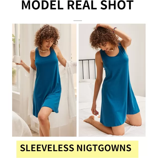 Avidlove Sleepwear for Women Tank Nightgown Chemise Racerback Sleeveless Sleep DressBlue Green