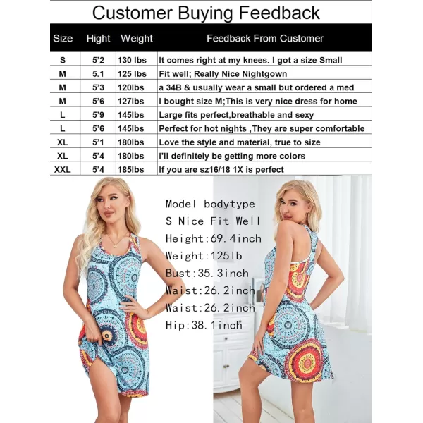 Avidlove Sleepwear for Women Tank Nightgown Chemise Racerback Sleeveless Sleep DressBmix Blue