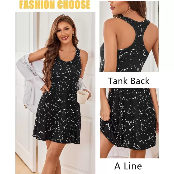 Avidlove Sleepwear for Women Tank Nightgown Chemise Racerback Sleeveless Sleep DressBstarry Sky