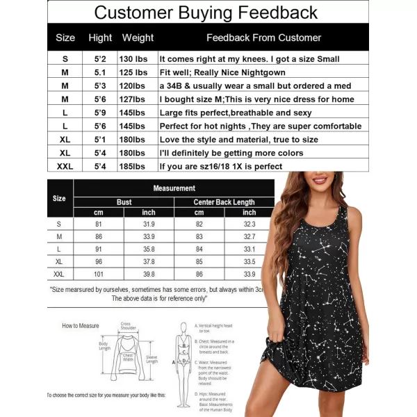 Avidlove Sleepwear for Women Tank Nightgown Chemise Racerback Sleeveless Sleep DressBstarry Sky