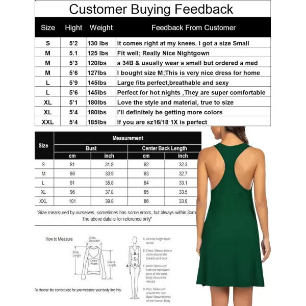 Avidlove Sleepwear for Women Tank Nightgown Chemise Racerback Sleeveless Sleep DressDark Green