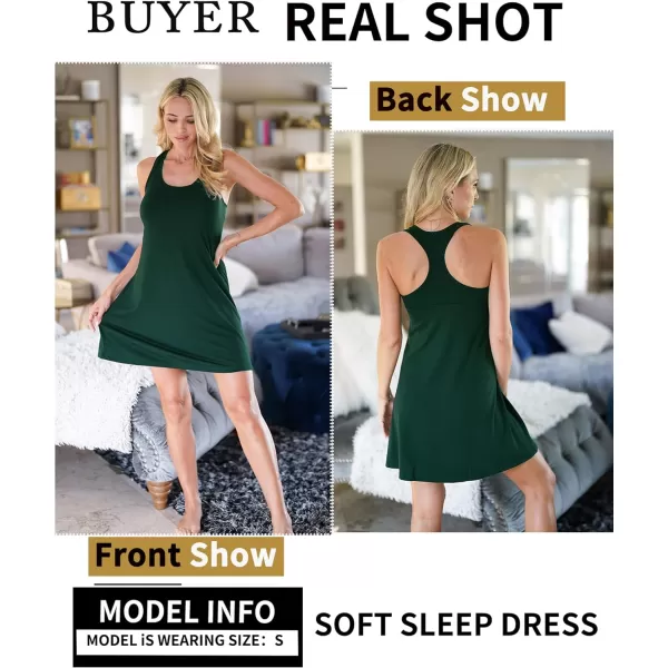 Avidlove Sleepwear for Women Tank Nightgown Chemise Racerback Sleeveless Sleep DressDark Green