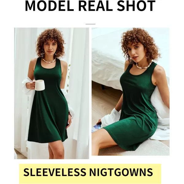 Avidlove Sleepwear for Women Tank Nightgown Chemise Racerback Sleeveless Sleep DressDark Green