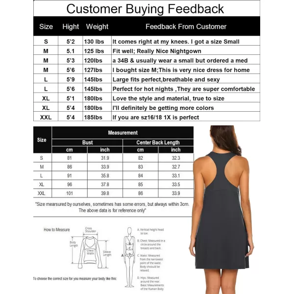 Avidlove Sleepwear for Women Tank Nightgown Chemise Racerback Sleeveless Sleep DressDark Grey
