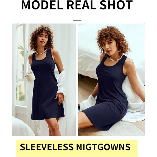 Avidlove Sleepwear for Women Tank Nightgown Chemise Racerback Sleeveless Sleep DressNavy Blue