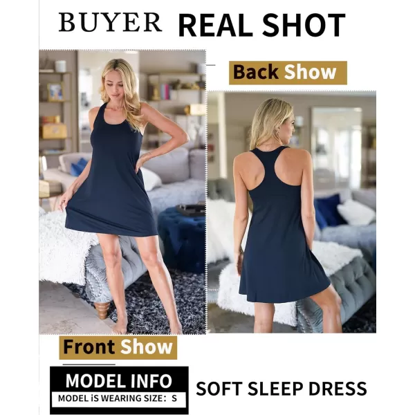 Avidlove Sleepwear for Women Tank Nightgown Chemise Racerback Sleeveless Sleep DressNavy Blue