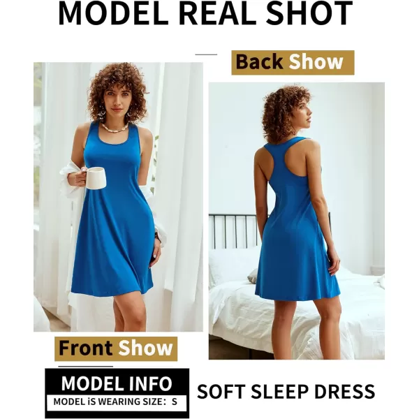 Avidlove Sleepwear for Women Tank Nightgown Chemise Racerback Sleeveless Sleep DressPeacock Blue