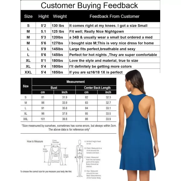 Avidlove Sleepwear for Women Tank Nightgown Chemise Racerback Sleeveless Sleep DressPeacock Blue