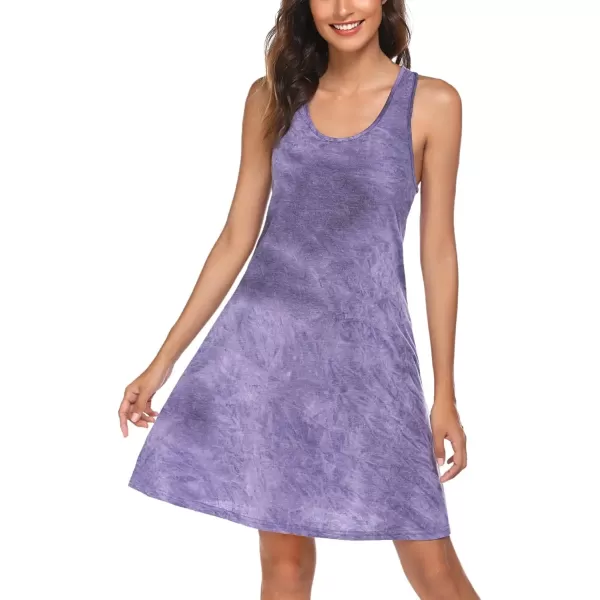 Avidlove Sleepwear for Women Tank Nightgown Chemise Racerback Sleeveless Sleep DressTie Dyepurple