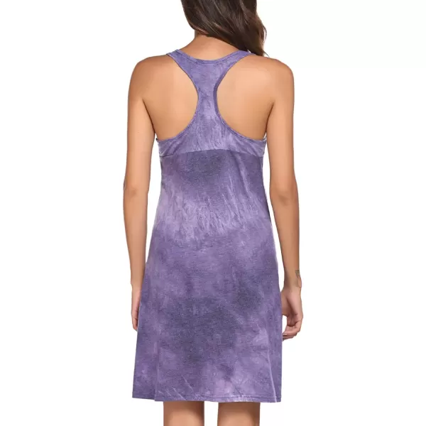 Avidlove Sleepwear for Women Tank Nightgown Chemise Racerback Sleeveless Sleep DressTie Dyepurple