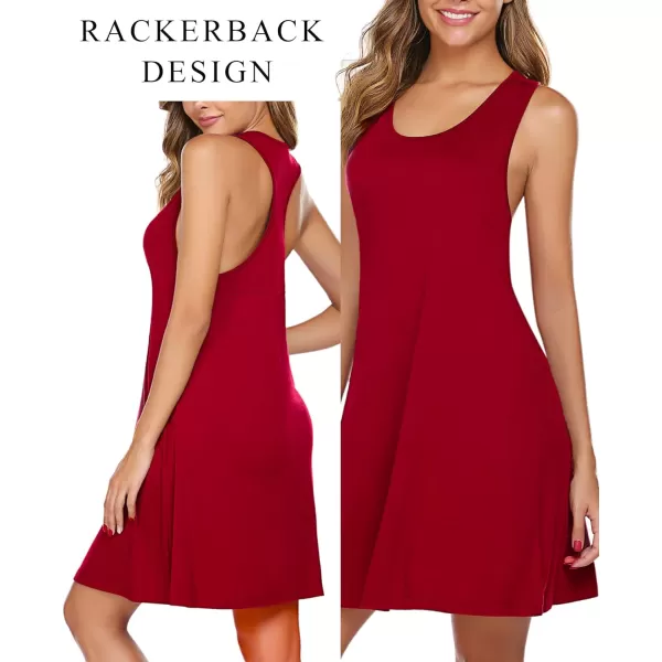 Avidlove Sleepwear for Women Tank Nightgown Chemise Racerback Sleeveless Sleep DressWine Red