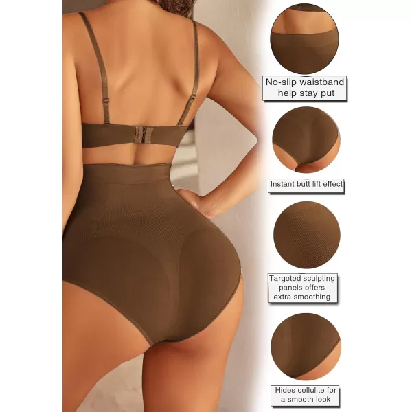 Avidlove Tummy Control Shapewear Thong for Women High Waist Compression Panties Shaping Body Shaper UnderwearBrown