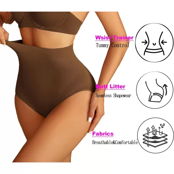 Avidlove Tummy Control Shapewear Thong for Women High Waist Compression Panties Shaping Body Shaper UnderwearBrown