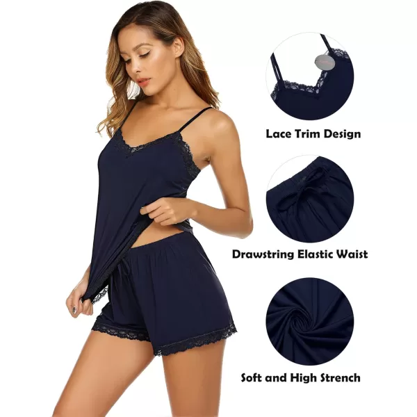 Avidlove Women Cami Pajama Set Modal Sleepwear Lace Trim Short PJ Set with ShortsBlue