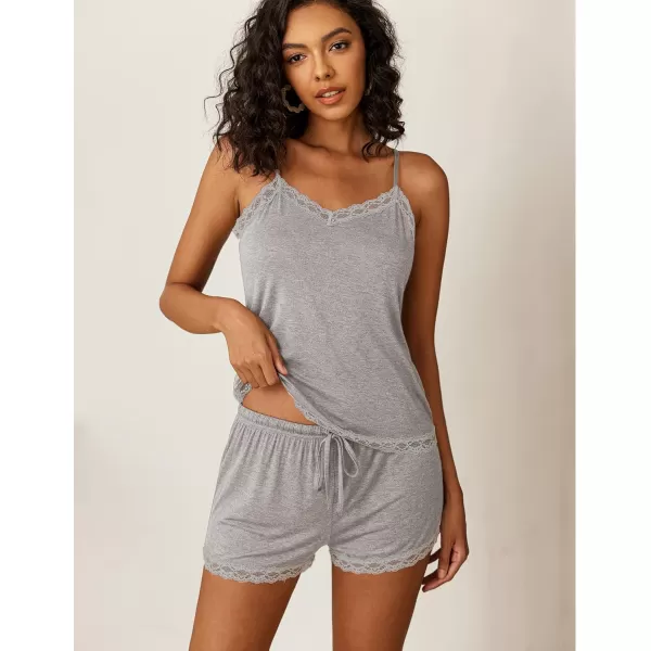 Avidlove Women Cami Pajama Set Modal Sleepwear Lace Trim Short PJ Set with ShortsGrey