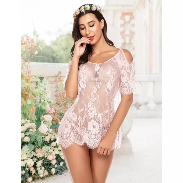 Avidlove Women Chemises Lace Smock Lingerie Mini Babydoll S4XLBpink