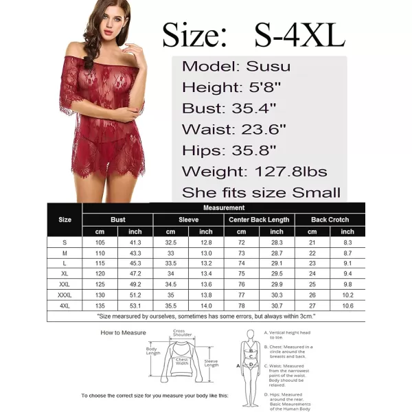 Avidlove Women Chemises Lace Smock Lingerie Mini Babydoll S4XLDark Red