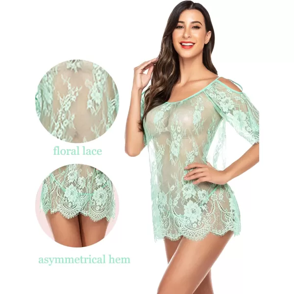 Avidlove Women Chemises Lace Smock Lingerie Mini Babydoll S4XLLight Green