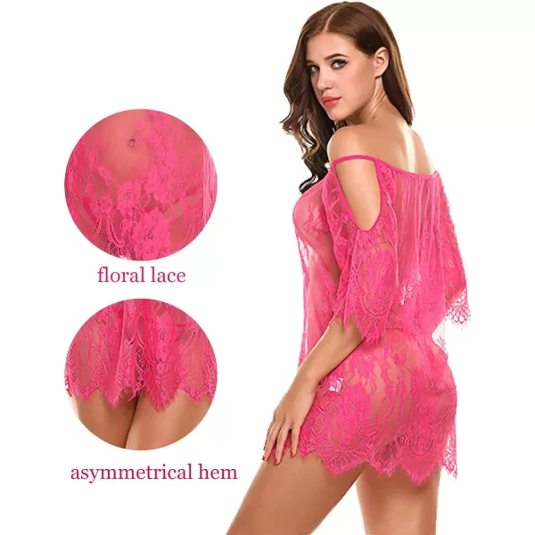 Avidlove Women Chemises Lace Smock Lingerie Mini Babydoll S4XLRose Red