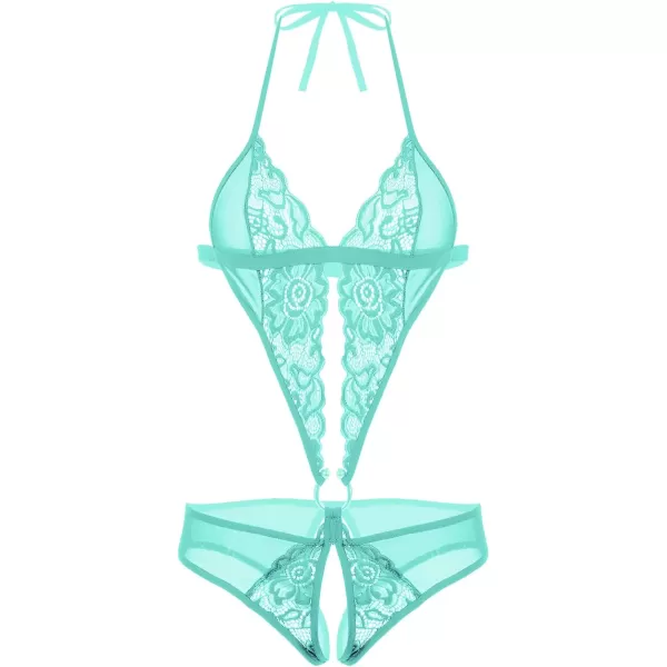 Avidlove Women Deep V Lingerie Lace Teddy One Piece Babydoll Mini BodysuitCeladon Green