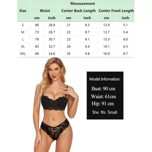 Avidlove Women Floral Lace Panties Sexy Hipster Underwear VShape Waistband Tangas1 Piece Black