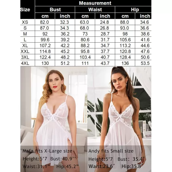 Avidlove Women Lace Lingerie Babydoll Sexy Chemise Exotic Nightgowns Bridal Nightdress1pure White