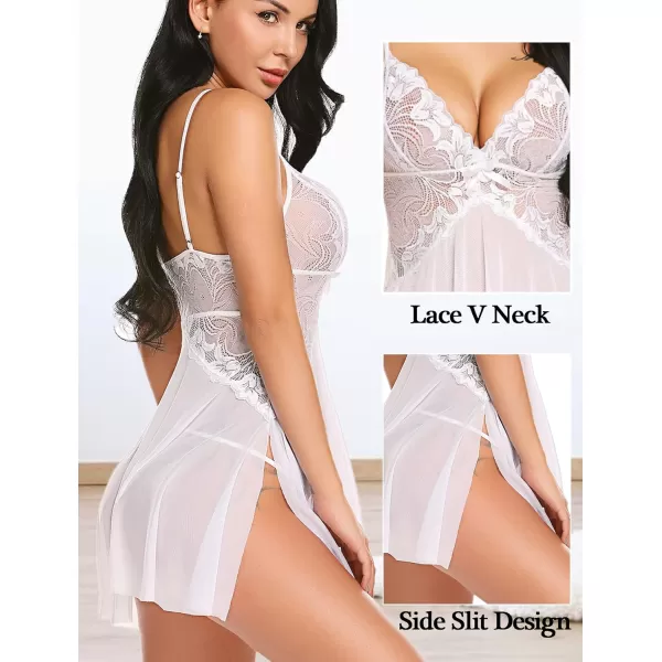 Avidlove Women Lace Lingerie Babydoll Sexy Chemise Exotic Nightgowns Bridal Nightdress1pure White