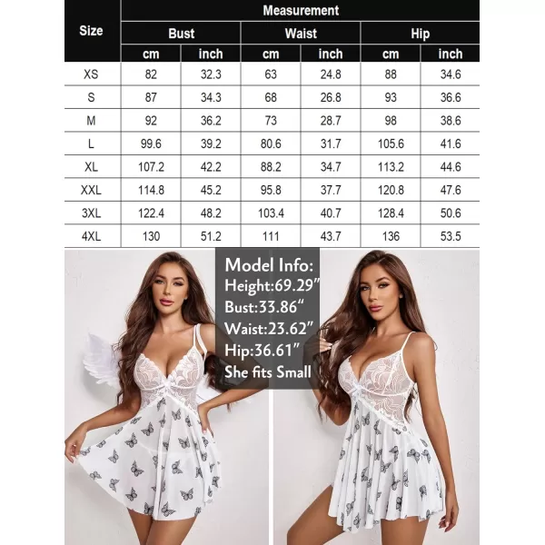 Avidlove Women Lace Lingerie Babydoll Sexy Chemise Exotic Nightgowns Bridal NightdressButterfly