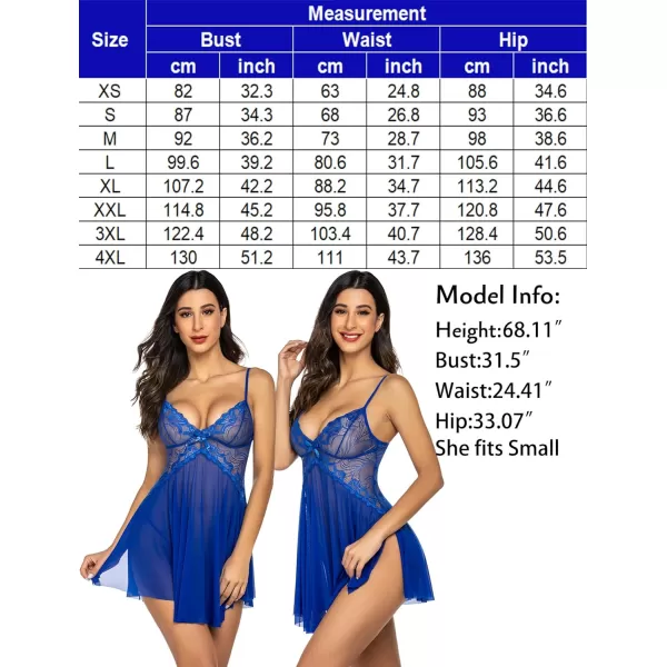 Avidlove Women Lace Lingerie Babydoll Sexy Chemise Exotic Nightgowns Bridal NightdressDark Blue