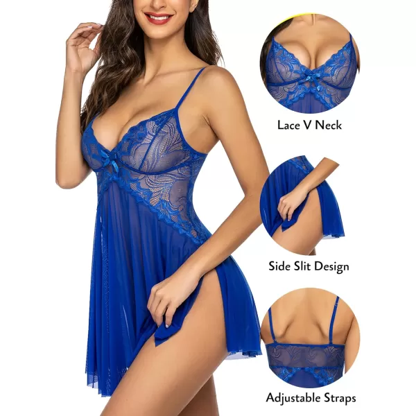 Avidlove Women Lace Lingerie Babydoll Sexy Chemise Exotic Nightgowns Bridal NightdressDark Blue