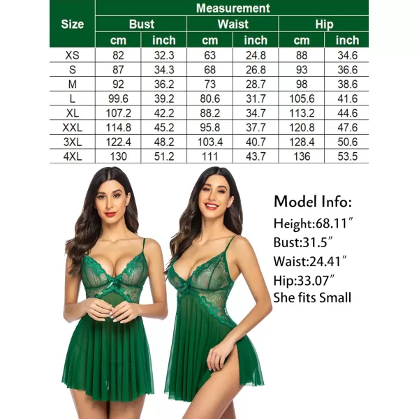 Avidlove Women Lace Lingerie Babydoll Sexy Chemise Exotic Nightgowns Bridal NightdressDark Green