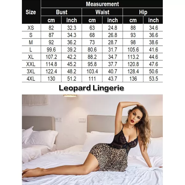 Avidlove Women Lace Lingerie Babydoll Sexy Chemise Exotic Nightgowns Bridal NightdressLeopard Print