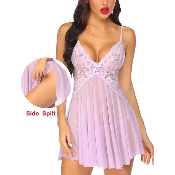 Avidlove Women Lace Lingerie Babydoll Sexy Chemise Exotic Nightgowns Bridal NightdressLinght Purple