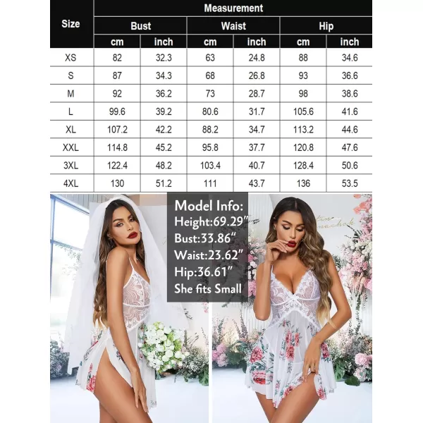 Avidlove Women Lace Lingerie Babydoll Sexy Chemise Exotic Nightgowns Bridal NightdressPeony Print