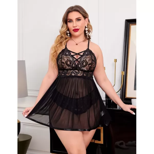 Avidlove Women Lingeire Sexy Lace Babydoll V Neck Chemise Naughty Mesh Nightdress Plus Size Langeray Black 16 PlusAvidlove Women Lingeire Sexy Lace Babydoll V Neck Chemise Naughty Mesh Nightdress Plus Size Langeray Black 16 Plus