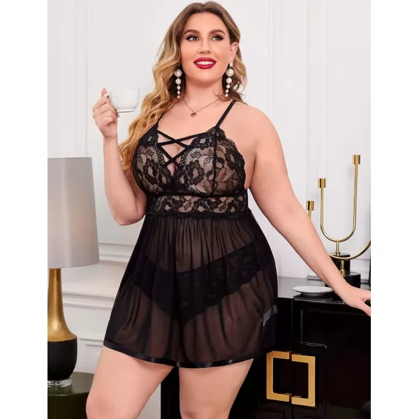 Avidlove Women Lingeire Sexy Lace Babydoll V Neck Chemise Naughty Mesh Nightdress Plus Size Langeray Black 16 PlusAvidlove Women Lingeire Sexy Lace Babydoll V Neck Chemise Naughty Mesh Nightdress Plus Size Langeray Black 16 Plus