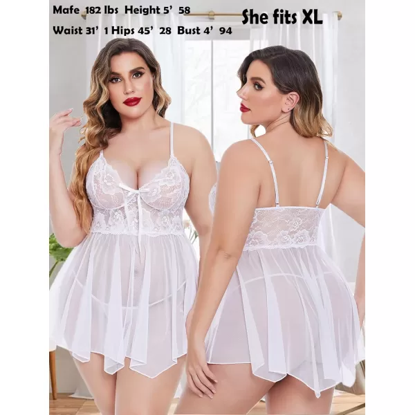 Avidlove Women Lingerie Babydoll Lace Nightgown Mesh Chemise Boudoir Nighty Teddy LingerieWhite