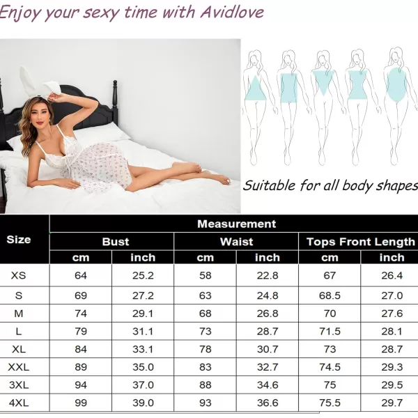 Avidlove Women Lingerie Babydoll Lace Nightgown Mesh Chemise Boudoir Nighty Teddy LingerieWhite Small Floral