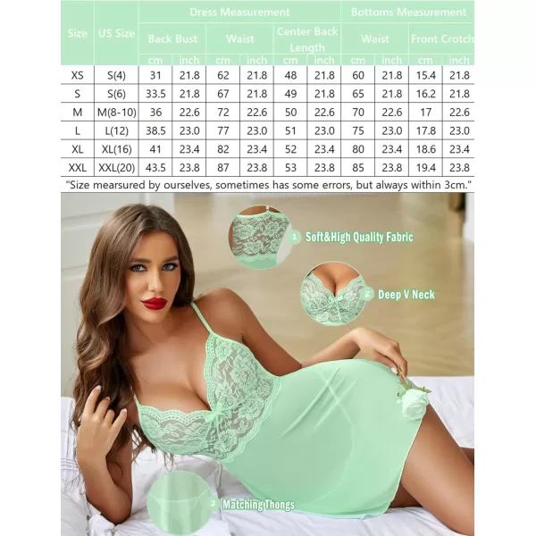 Avidlove Women Lingerie Lace Babydoll Strap Chemise Halter Teddy V Neck SleepwearGreen