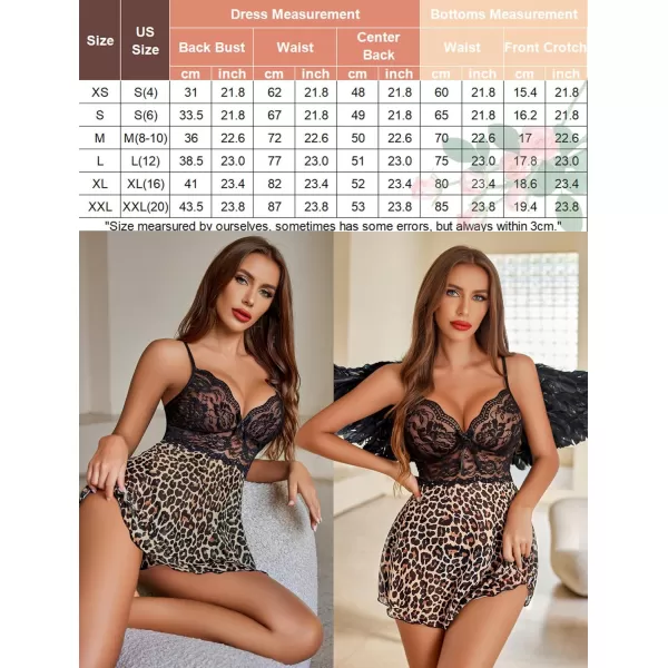 Avidlove Women Lingerie Lace Babydoll Strap Chemise Halter Teddy V Neck SleepwearLeopard